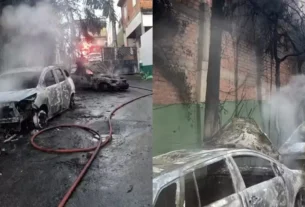 Incêndio provocado por queda de fiação destrói cinco carros no Cabula
